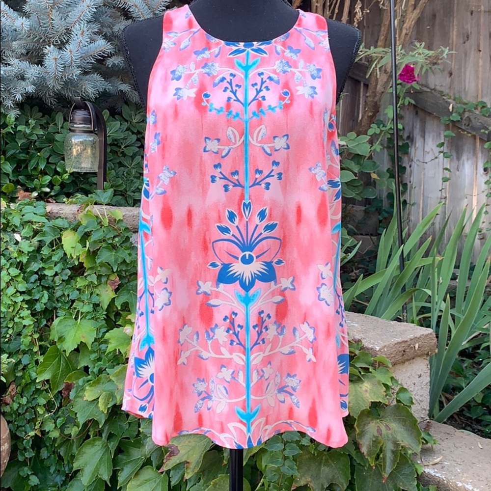 Pink Violet + Claire floral Tunic Sleeveless Top